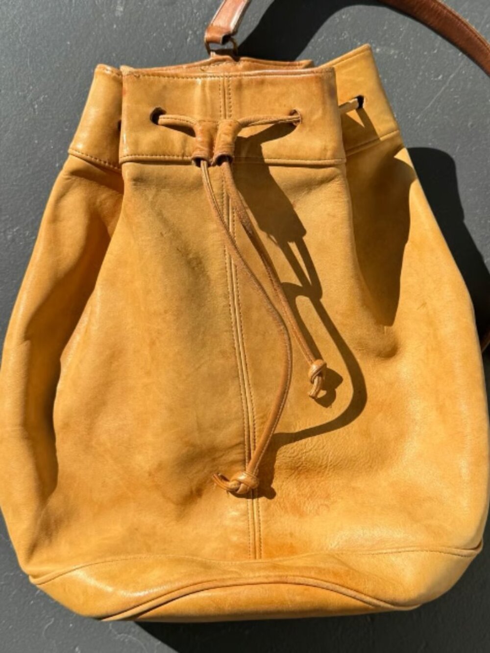 Vintage Coach XL Sling Drawstring Backpack, Tan, 0042-027